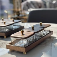 طقم مكسرات دلال ثلاثي بخشب فاخر