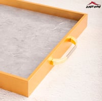 صينية تقديم ماربل رمادي إطار ذهبي