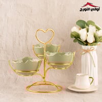 ستاند تقديم ثلاثي أخضر تفاحي مذهب