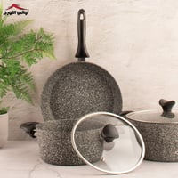 طقم قدور جرانيت تركي رصاصي بغطاء زجاج 9 قطع ماركة...