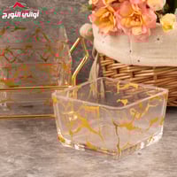 طقم تقديم مكسرات سداسي بستاند ذهبي