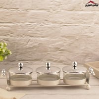 صحون مكسرات سراب فضي ثلاثي دائري