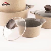 طقم قدور 8 قطع جرانيت كوري ماركة نيوفلام بني فاتح