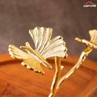 صحن تقديم خشبي مقسم بيد ذهبي