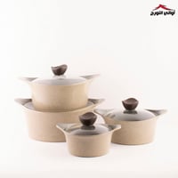 طقم قدور 8 قطع جرانيت كوري ماركة نيوفلام بني فاتح