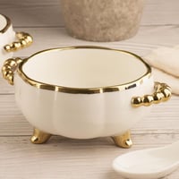 طقم شوربة ريفال ابيض بقاعدة خشب