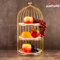 طقم تقديم أبيض 3 دور بستاند ذهبي