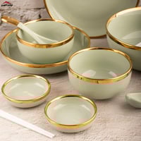 طقم عشاء اخضر ذهبي جوليا 11 قطعة