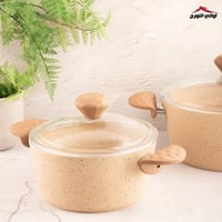 طقم قدور جرانيت تركي بيج بغطاء زجاج 7 قطع ماركة TA...