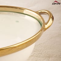 صينية بوفيه بيضاوي أبيض مذهب