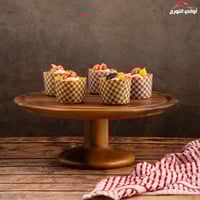 حافظة للكيك دائري خشب بغطاء شفاف