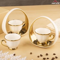 طقم فناجين قهوة تركيه أبيض مذهب