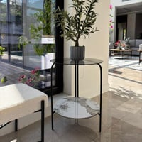 طاولة جانبية دورين زجاج وماربل