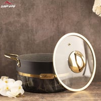 طقم قدور جرانيت ماربل أسود 7 قطع