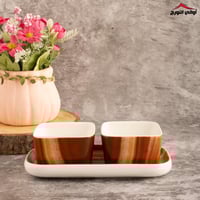 صينية تقديم مستطيل على شكل خشب قطعتين