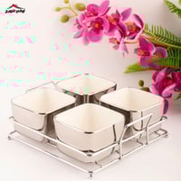 صحون مكسرات تارا فضي بقاعدة كروم رباعي