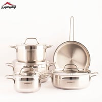 طقم قدور ستانلس استيل تركي ماركة ( كوركماز ) 9 قطع