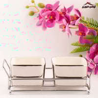 صحون مكسرات تاري فضي بقاعدة كروم ثنائي