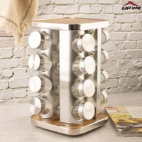 طقم علب بهارات بستاند مربع 16 قطعه