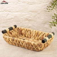 سلة خوص بيد خشبي