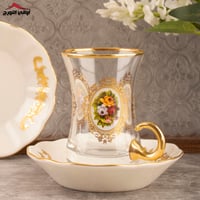 طقم بيالات تركي كرستال 18 قطعة