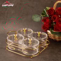 طقم مكسرات رباعي زجاج شفاف بغطاء