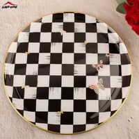 صحن تقديم بغطاء اسود و ابيض غاليري