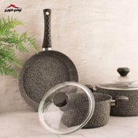 طقم قدور جرانيت تركي رصاصي بغطاء زجاج 7 قطع ماركة...