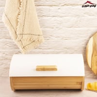 حافظة خبز خشبي أبيض