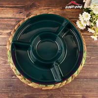 طقم مكسرات دائري أخضر بغطاء بمسكة غزال