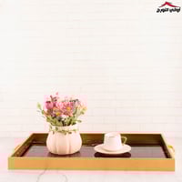 صينية تقديم ماربل أسود بإطار ذهبي