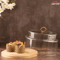 حافظة حلا بغطاء زجاج وقاعدة خشب 10 قطع