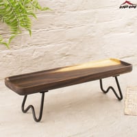 صحن تقديم خشب مستطيل بستاند