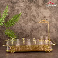 طقم تقديم شكل عربة ذهبي