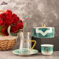 طقم بيالات وفناجين لورا 20 قطعة أخضر