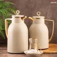 طقم ترامس وتين رمادي فاتح مذهب