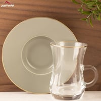 طقم بيالات وفناجين اريج أخضر رمادي