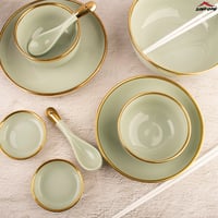 طقم عشاء جوليا 22 قطعة أخضر ذهبي
