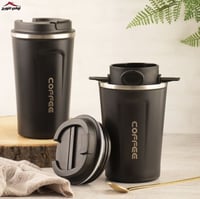 كوب حافظ للحرارة بمصفاة وملعقة