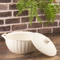 طقم شوربة أبيض مذهب