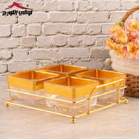 طقم تقديم مكسرات رباعي بستاند ذهبي