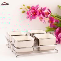 صحون مكسرات تارا فضي بقاعدة كروم رباعي