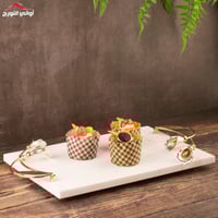 تبسي رخام مستطيل بيد زنبقة ذهبي