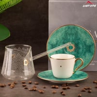 طقم ركوة وأكواب لورا أخضر