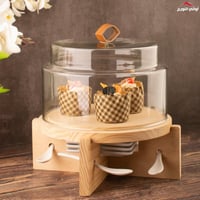 حافظة حلا بغطاء زجاج وقاعدة خشب 10 قطع