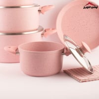 طقم قدور جرانيت تركي 10 قطع وردي