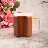 طقم كوب مع صحن على شكل خشب