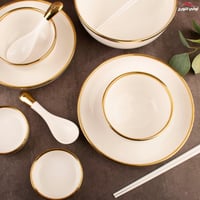 طقم عشاء جوليا 22 قطعة أبيض ذهبي