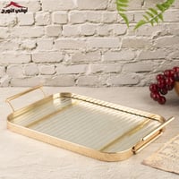 صينية تقديم زجاج مستطيل مخطط