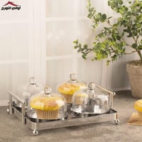 صينية تقديم كب كيك رباعي فضي